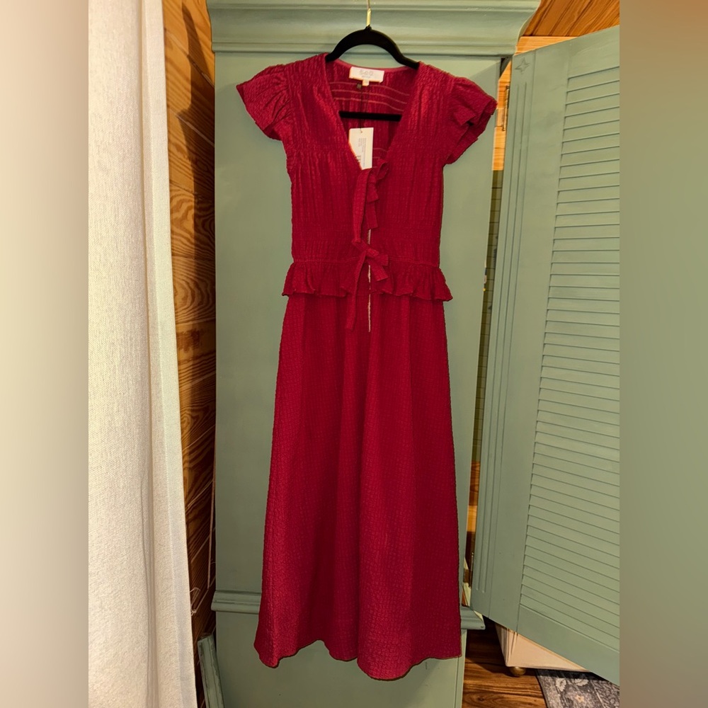 NEW SEA New York regina seersucker dress in red XXS